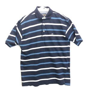 Vintage McGregor Mens M Striped Rugby Polo Short Sleeve‎ Navy Blue White